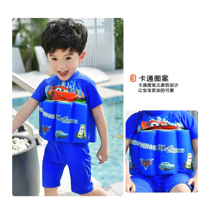 Đồ bơi bé trai gắn phao cực yêu kèm nón bơi_BT12