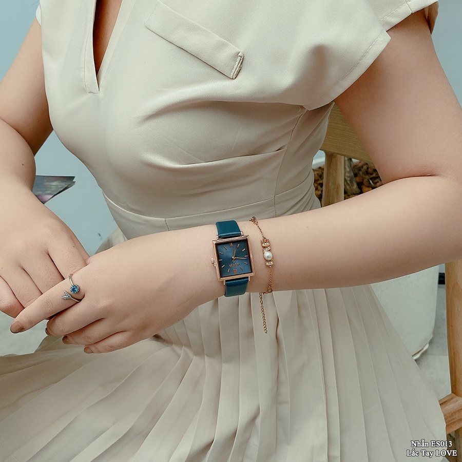 Đồng Hồ Nữ JA-1335C Julius Dây Da Hàn Quốc (Xanh Dương)