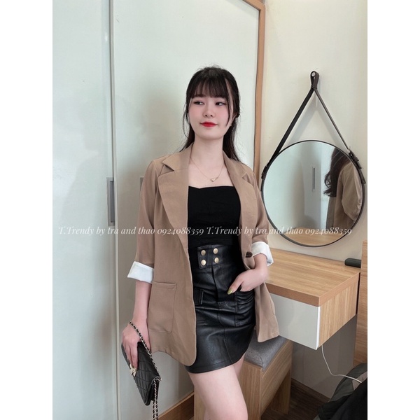 Áo Khoác Blazer Tay Lỡ Dáng Rộng Hàn Quốc Thời Trang Công Sở Xuân Hè , Áo Vest Nữ Khoác Ngoài Tay Lỡ 1 Lớp | BigBuy360 - bigbuy360.vn