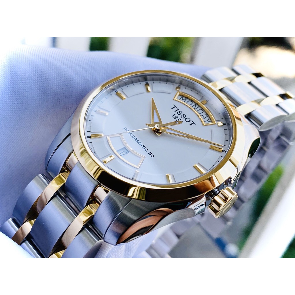Đồng hồ nam chính hãng Tissot Couturier Day Date Demi Stainless Steel T035.407.22.011.01 - Máy cơ - Kính sapphire