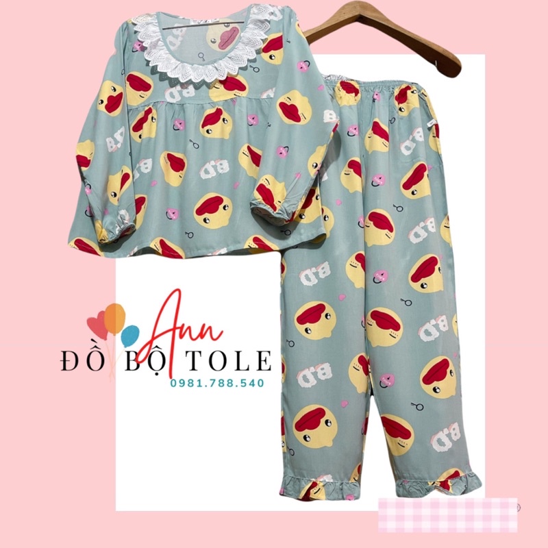 [ Ann- ĐỒ BỘ TOLE ] Tay dài quần dài cô tròn phối ren bbd ( 45-65kg ) | BigBuy360 - bigbuy360.vn