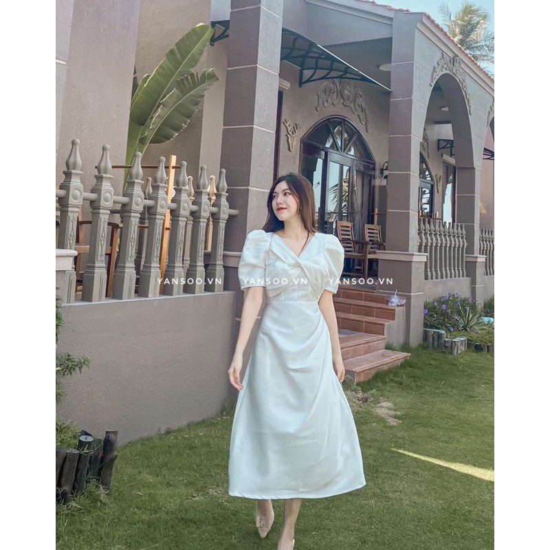 219💙  TRẮNG DÁNG XUÔNG NGỰC  XOẮN CỔ V CỰC CHẢNH( Váy xinh dự tiệc - đi biển ) Full size SML | BigBuy360 - bigbuy360.vn