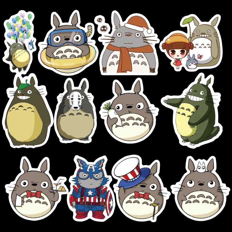 50 Sticker hình hoạt hình anime Totoro dễ thương nhiều màu sắc