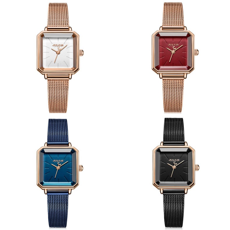 Julius Đồng Hồ quartz Mặt Vuông Nhỏ Chống Thấm Nước Thời Trang Cho Nữ 1223