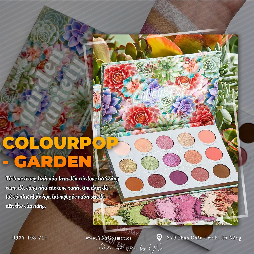 Bảng màu mắt ColourPop Garden Variety Collection Swatches 15 ô