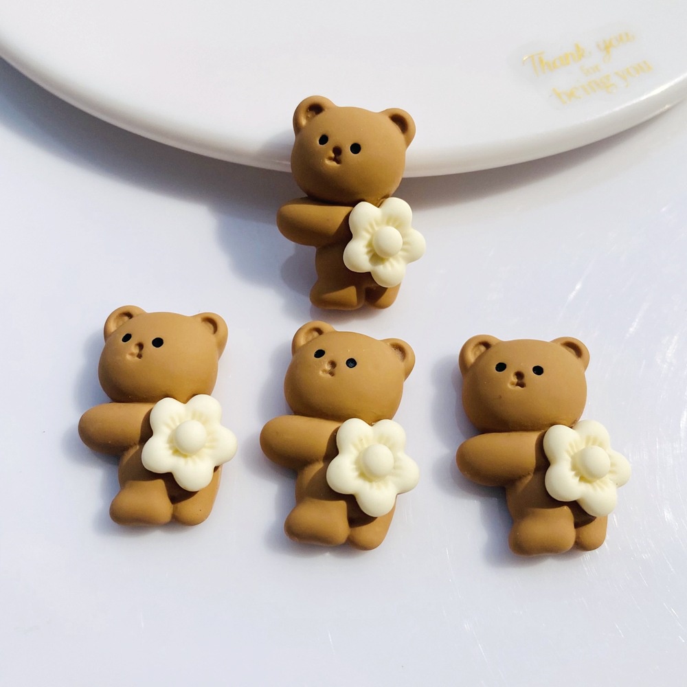 Set 10 Phụ Kiện Kẹp Tóc/Điện Thoại Bằng Nhựa Resin Hình Chú Gấu/Ếch/Bé Gái Dễ Thương DIY