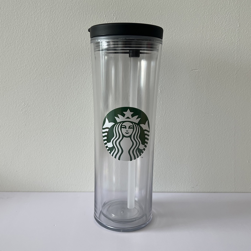 New Starbuck Plastic Transparent Clear Strawcup Cold Cup Green Straw 700ML Tumbler water bottle