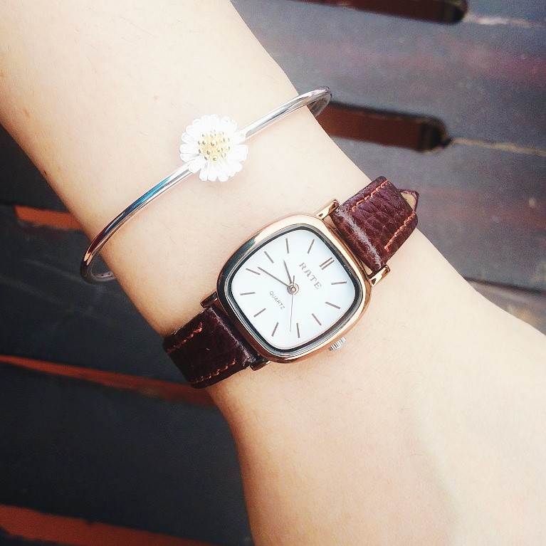 Đồng Hồ Nữ RATE Dây Nâu Mặt Vuông Cá Tính - Đồng Hồ Thời Trang Chính Hãng
