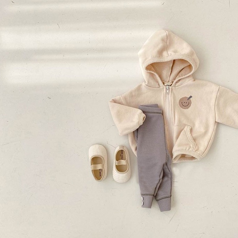 Áo khoác dáng rộng có khóa kéo in hình mặt cười phong cách hàn quốc dành cho trẻ