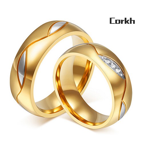 Nhẫn Cưới Mạ Vàng 18k Đính Đá Zircon