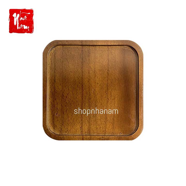 Đĩa gỗ tự nhiên nhập khẩu khay đựng đồ ăn dáng vuông cao cấp phụ kiện bàn ăn