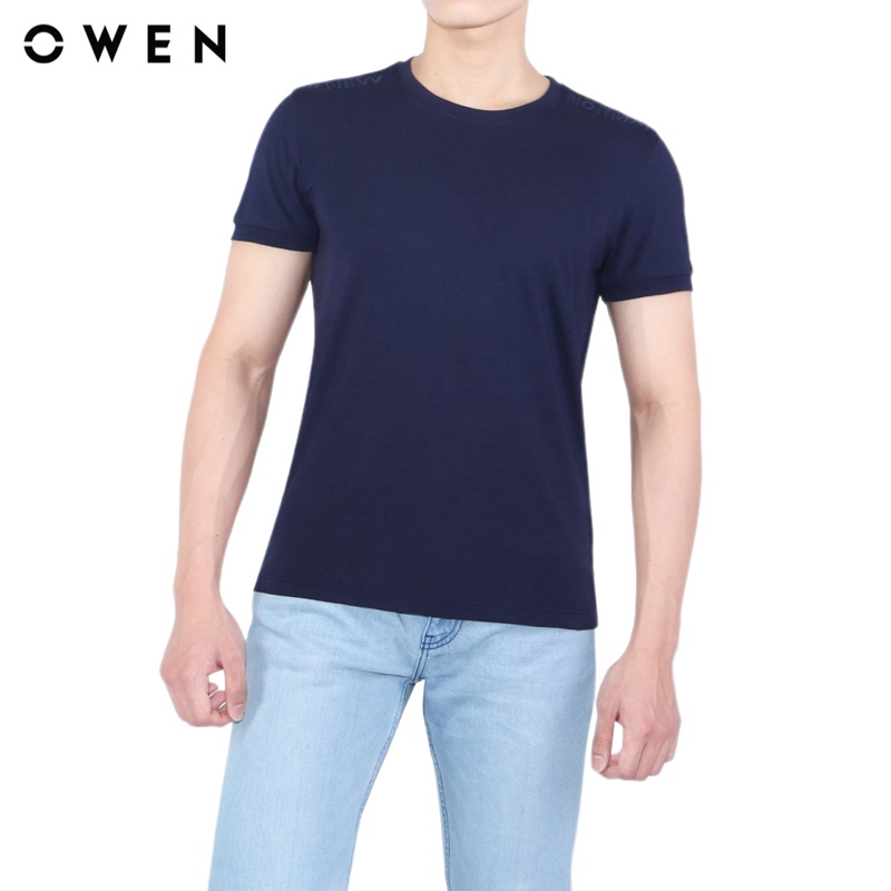 Áo Tshirt ngắn tay Nam Owen Cotton Slim Fit màu Navy - TSN23649