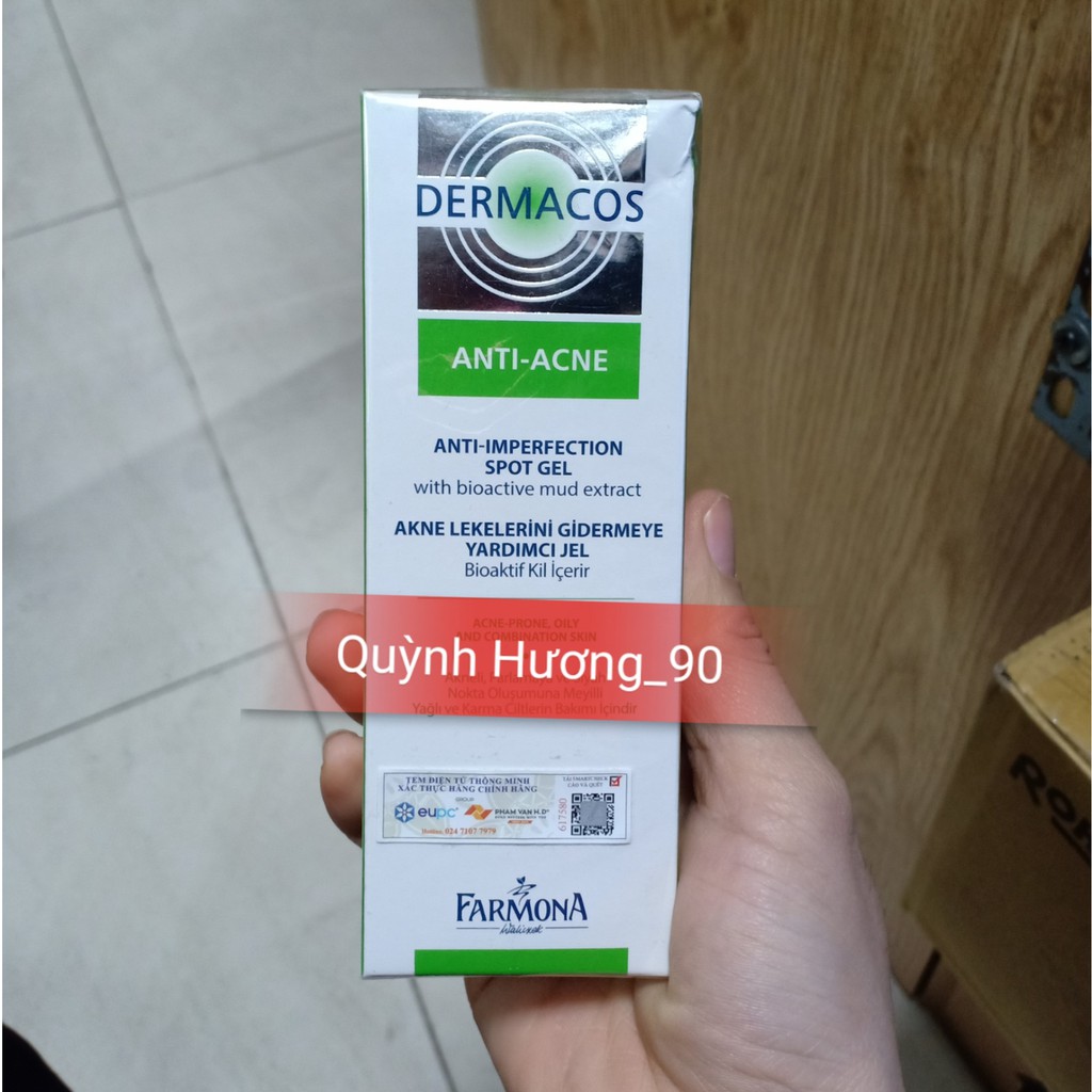 Gel chấm mụn DERMACOS 15ml chứa bùn hoạt tính