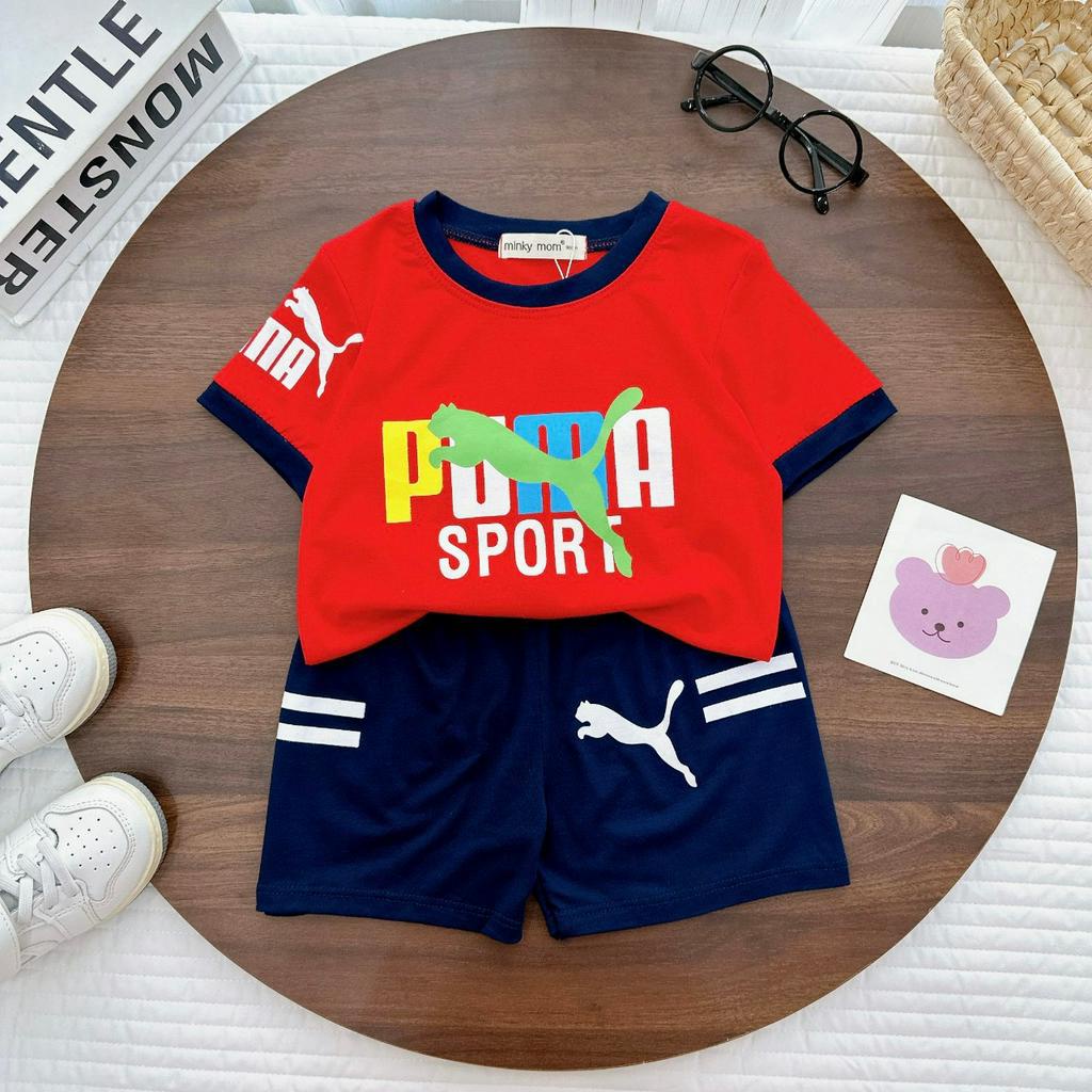 Đồ Bộ MINKY MOM Bé Trai Gái Cộc Tay Thun Lạnh In Hình hoạt hình dễ thương