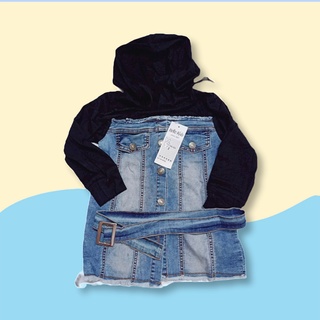 Jean cao cấp- sét váy jean cao cấp cho bé gái từ 9-45 kg.bộ váy jean bé gái kèm nịch ngang eo sành điệu hebi kids