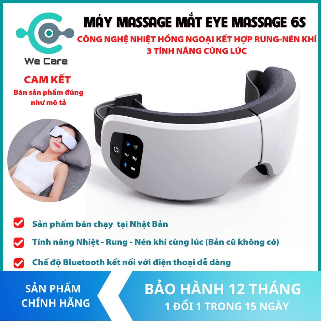 Máy Massage Mắt 6S [Cao Cấp] 3 Tính Năng Nhiệt – Rung – Khí Nén, Massage Vùng Thái Dương, Giảm Nhức Mỏi, Thâm Mắt