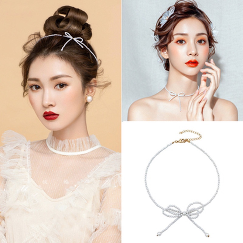 Vòng cổ hai lớp đính ngọc trai nhân tạo thời trang dành cho nữ