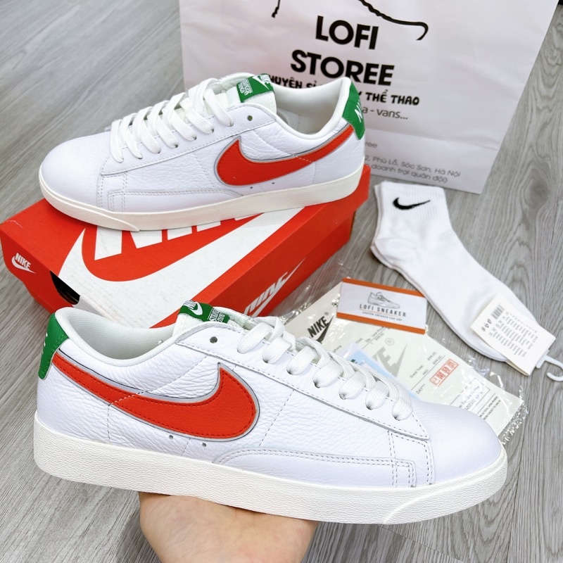 Giày Sneaker N.Blazer Mid 77 Vintage Green white Cổ Thấp Kiểu Dáng Thể Thao Phối Màu Trắng Đỏ Xanh Lá Cao Cấp Full Box