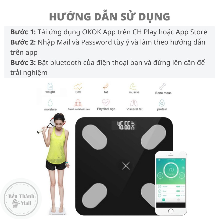 [Sạc pin 1 năm 2 lần] Cân điện tử sức khoẻ thông minh Digital Weight DW503 [Đo 08 chỉ số sức khoẻ]