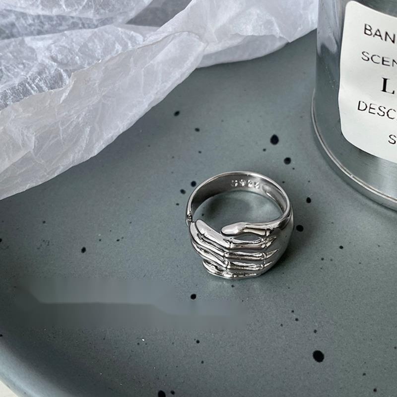 Nhẫn Hình Móng Vuốt Đầu Lâu Màu Tối Phong Cách Hip Hop Đường Phố Mới Có Thể Điều Chỉnh