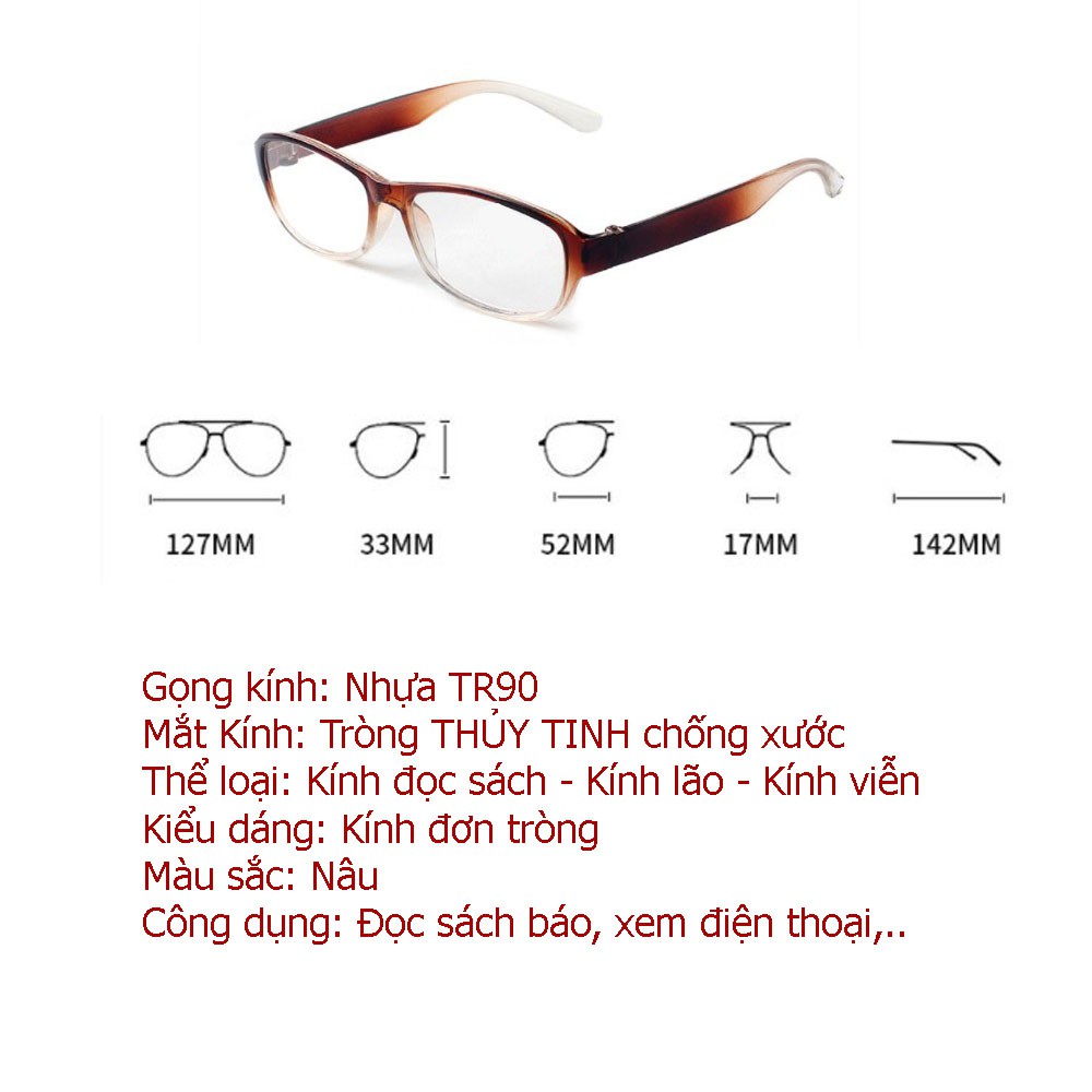 Kính lão thị viễn thị nam nữ tròng thủy tinh chống xước tốt
