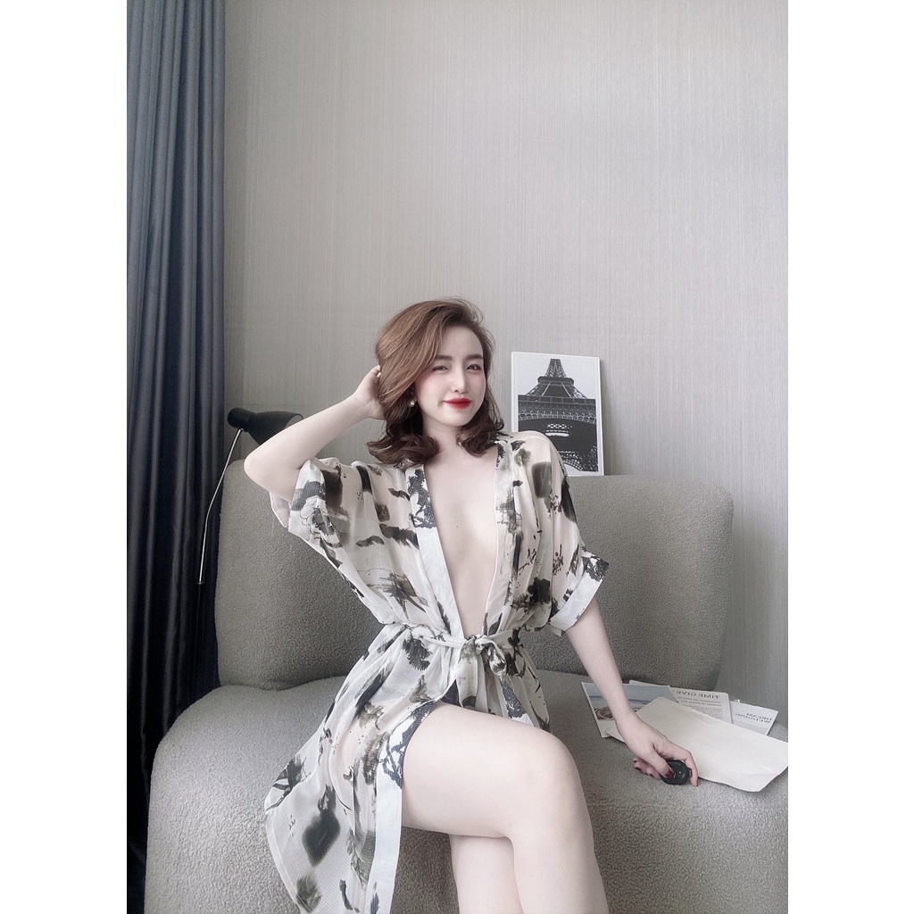 Áo choàng nữ kèm quần vải họa tiết cao cấp dễ thương sexy | BigBuy360 - bigbuy360.vn