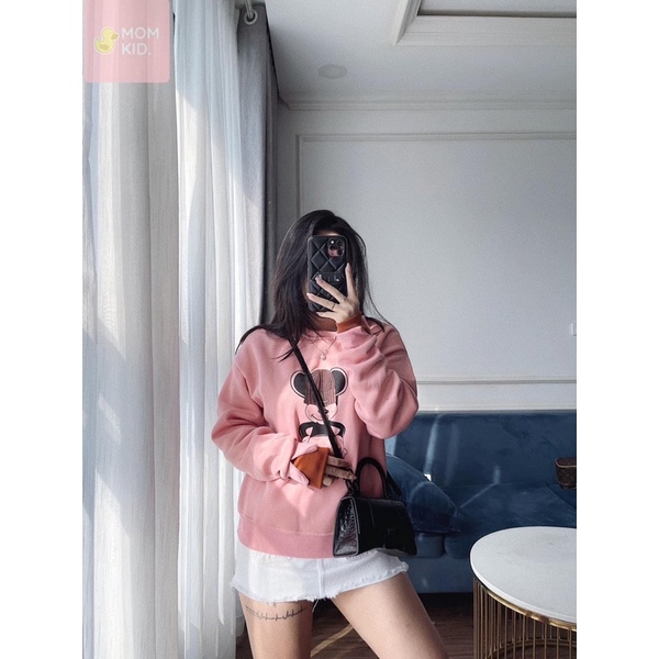 Áo sweater nỉ bông phối tay