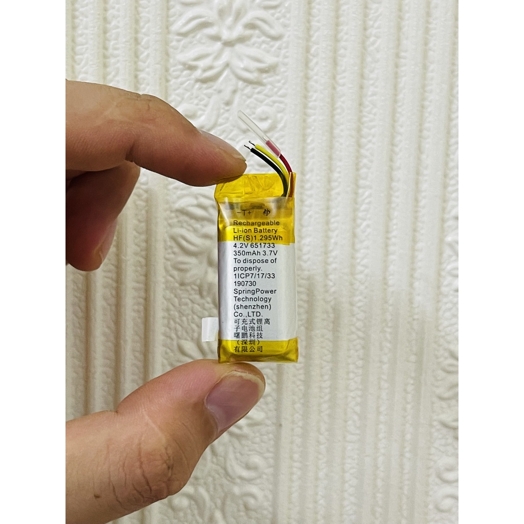 Pin lithium 3.7V 350Mah 6.5x17x33MM hàng sịn 3 dây