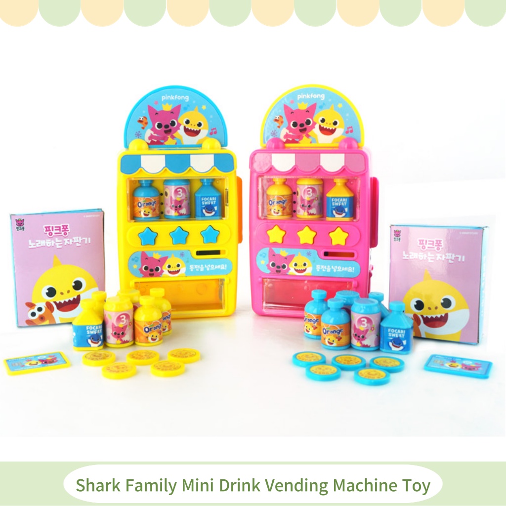 Kids Baby Cute Shark Family Mini Drink Vending Machine Toy Singing Vending Machine pinkpong Máy bán nước uống mini hình cá mập dễ thương cho bé