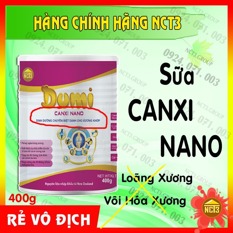 { BÁN GIÁ GỐC } Sữa Bột CANXI NANO PHÁT TRIỂN CHIỀU CAO, NGĂN NGỪA LOÃNG XƯƠNG (400g)( Hàng chính hãng công ty NCT3 ) .