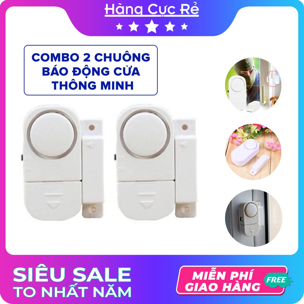 Combo 2 chuông báo động thông minh dùng pin Freeship Thiết bị gắn cửa có chuông báo chống trộm - Shop Hàng Cực Rẻ