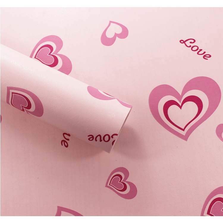 Decal giấy dán tường Trái tim hồng khổ 45cm có keo sẵn