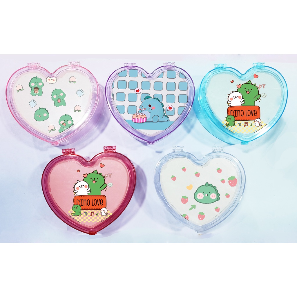 Hộp tim khủng long kèm gương HKG24 dễ thương cute đựng trang sức hoạt hình