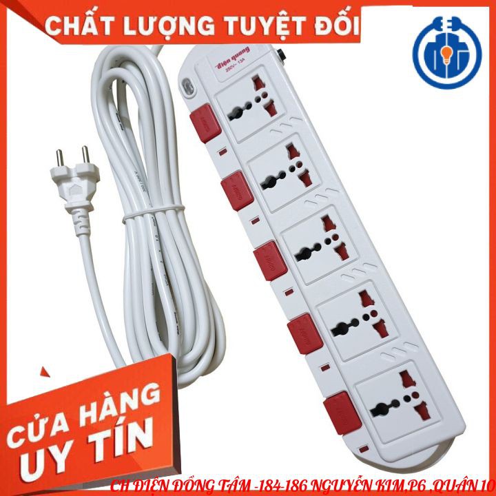 ⚡ CHÍNH HÃNG ⚡Ổ cắm Điện 5 lỗ 3 chấu dây 2M ,5M Điện Quang SM750SL