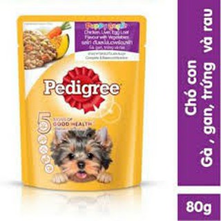 Pate Pedigree cho chó con vị Gà, Gan, Trứng và Rau củ 80g