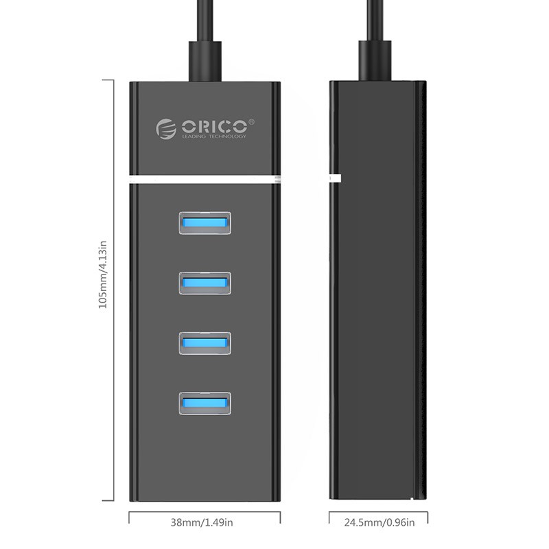 Bộ chia USB HUB 4 cổng USB 3.0 ORICO W6PH4-U3-BK - Bảo Hành Chính Hãng Orico 12 Tháng
