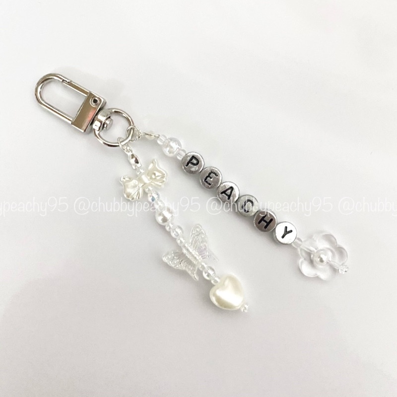 Keyring/Keychain/Móc khoá in ảnh mix dây charm dễ thương cùng dây chữ thay tên theo yêu cầu handmade