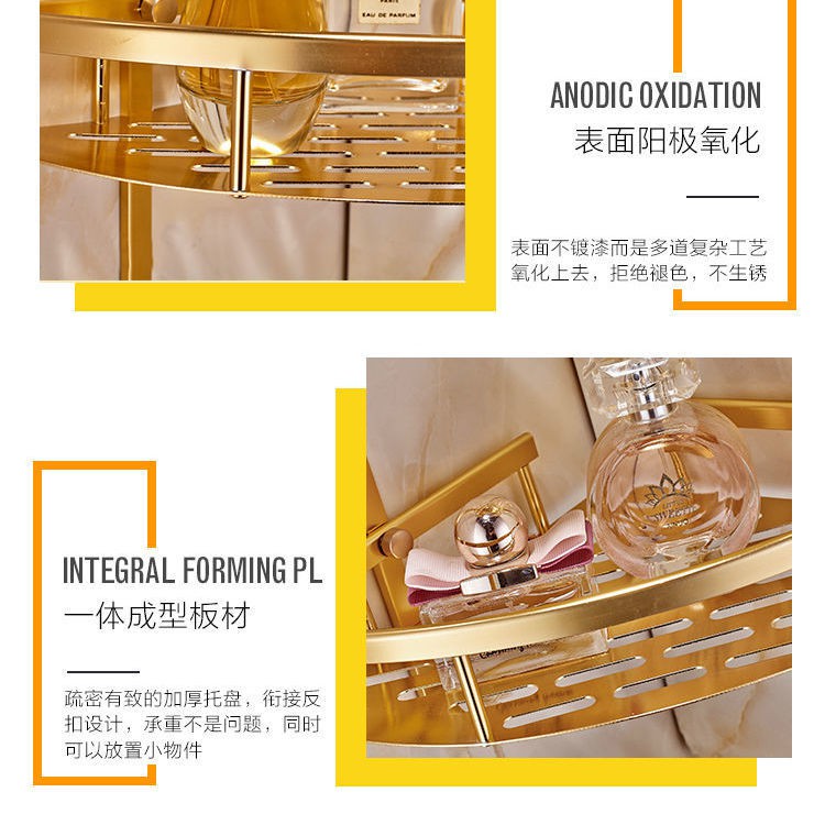 Kệ nhà vệ sinh không có lỗ Punch phòng tắm góc Giỏ gian Chân máy hai lớp bằng nhôm Màu vàng đen < | BigBuy360 - bigbuy360.vn