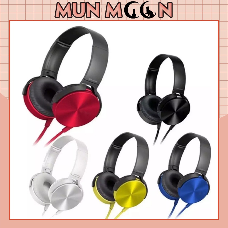 Tai Nghe Chụp Tai Headphone Có Dây Có Mic XB450 - Extra Bass, Chuyên Học Onilne, Game, Livestream Cực Tiện Lợi/Max