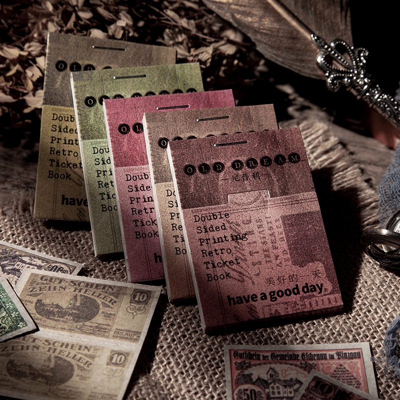 Set 30 Tấm Giấy Hình Vé Máy Bay Trang Trí Sổ Tay Nhật Ký Kiểu Vintage