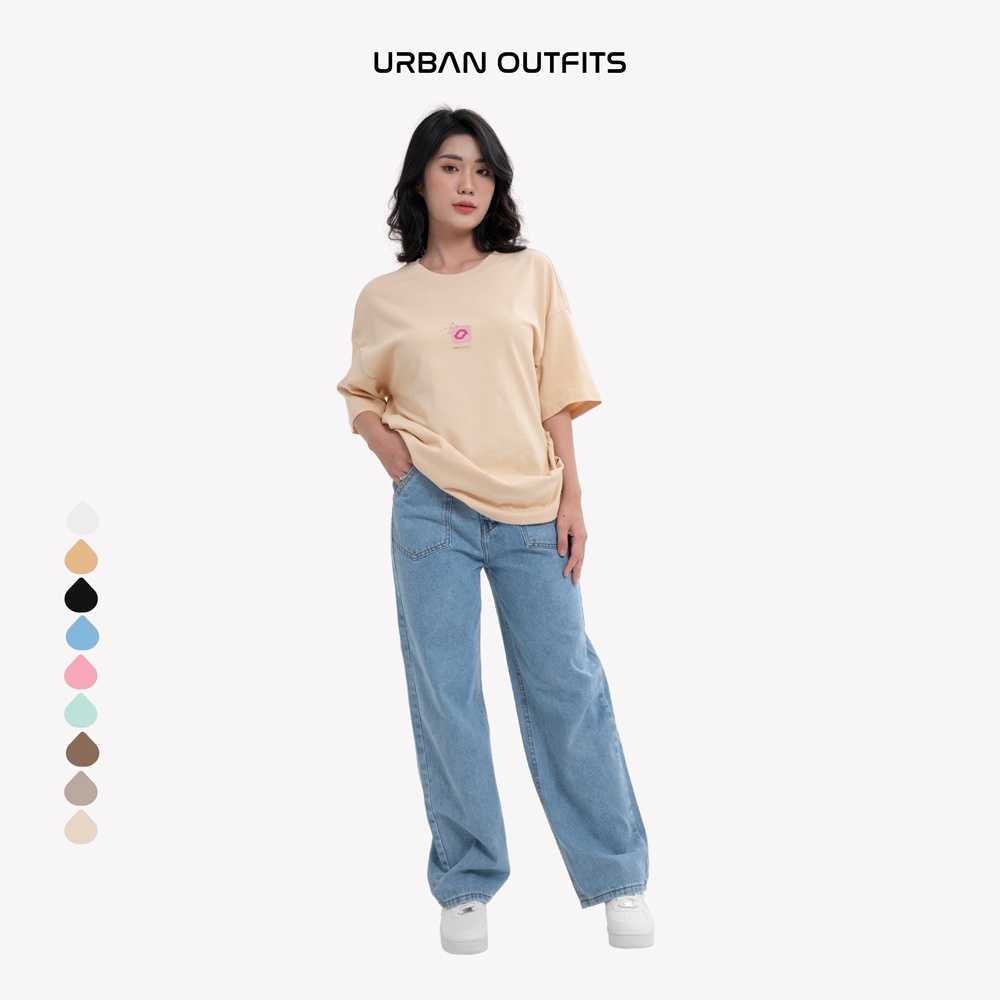 Quần Baggy Jean Nữ URBAN OUTFITS Dáng Regular Chất Vải Denim Wash Kỹ Không Loang Màu QJR101 Eo 62-73