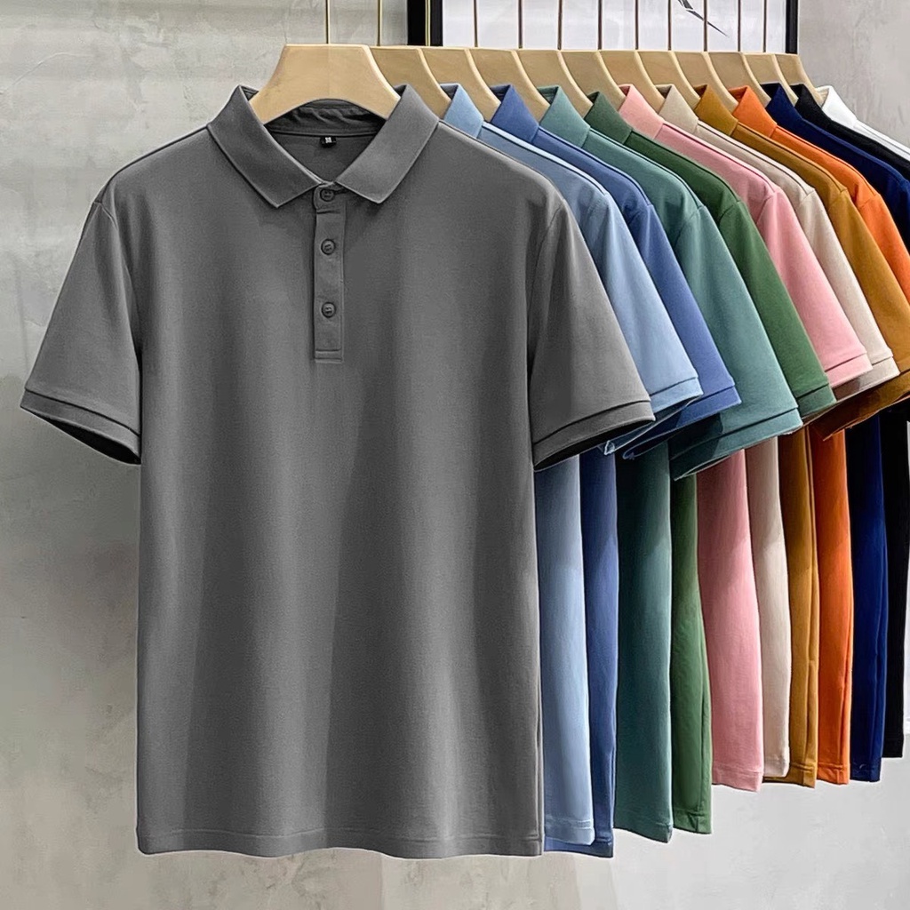 Áo thun nam polo trơn 98WEAR  vải cotton mặc MÁT form rộng thoải mái áo thun nam sọc cổ sọc tay