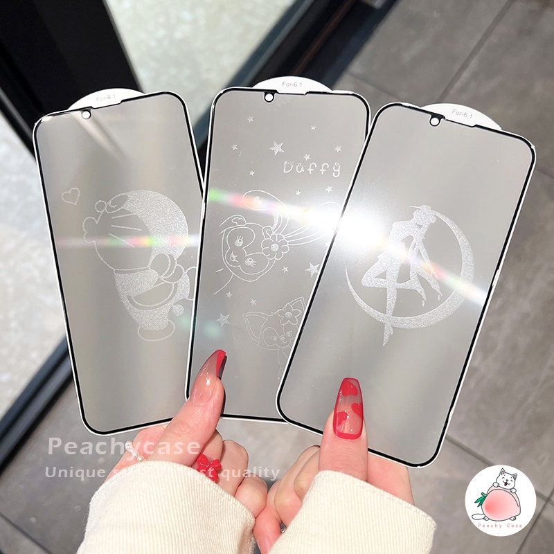 Kính Cường Lực 9H Chống Nhìn Trộm Họa Tiết Hoạt Hình Cho iPhone 13 12 11 Pro Max Xs Xr X 13pro 11pro 12pro Xsmax