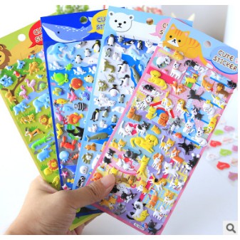 Sticker Hình Dán Không Thấm Nước -  Decan dán 3D nổi nhiều hình dạng vỉ gần 70 hình/ vỉ A196