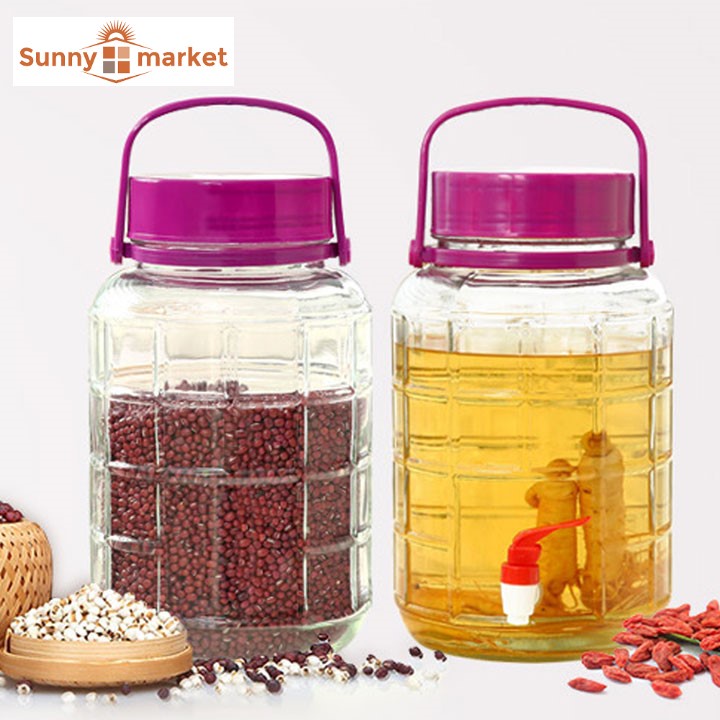Bình thuỷ tinh ngâm rươu sâm có quai xách không van 20 lít