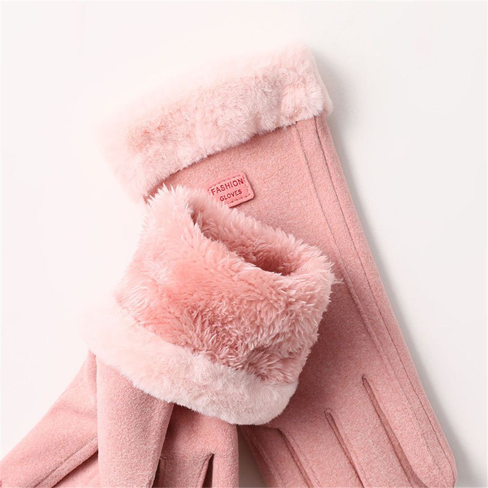 Đôi găng tay vải lông nhung dày giữ ấm nhiều màu sắc tùy chọn thời trang dành cho nữ