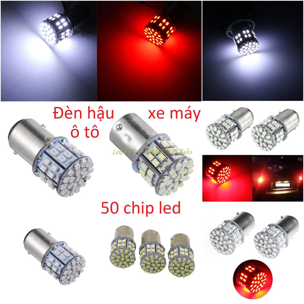 Đèn hậu phanh xi nhan ô tô xe máy 1157 BAY15D/ 1156 Ba15s 50SMD 1206 12V