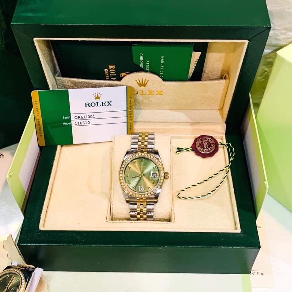 Đồng hồ đeo tay nữ, đồng hồ nữ ROLEX NGỌC TRINH full hộp hãng cao cấp, siêu sang chảnh, viền kim cương nhân tạo cực đẹp
