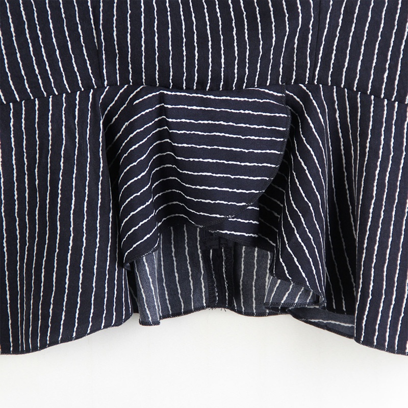 Áo Kiểu Không Tay Nhún Bèo Họa Tiết Kẻ Sọc Plus Size Thanh Lịch Cho Nữ