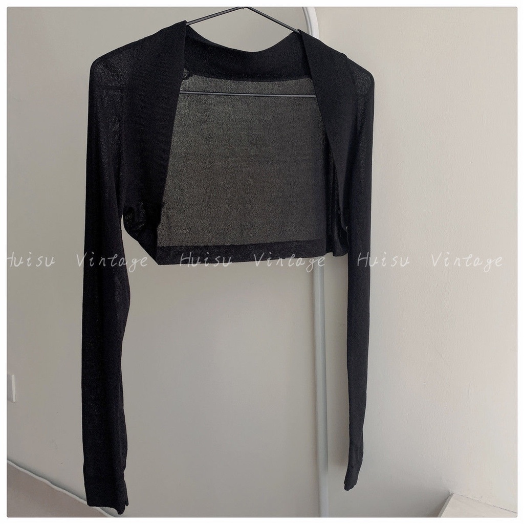 [F &amp; X] Áo Khoác Cardigan Ngắn Bằng Lụa Lạnh Mỏng Phong Cách Pháp Mùa Hè